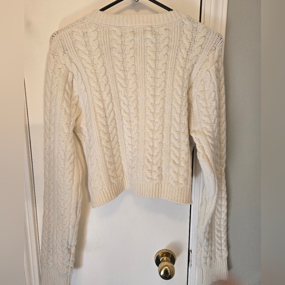 Willow And Wind Cropped Cable Knit Cardigan Cream Size Large - Picture 9 of 12